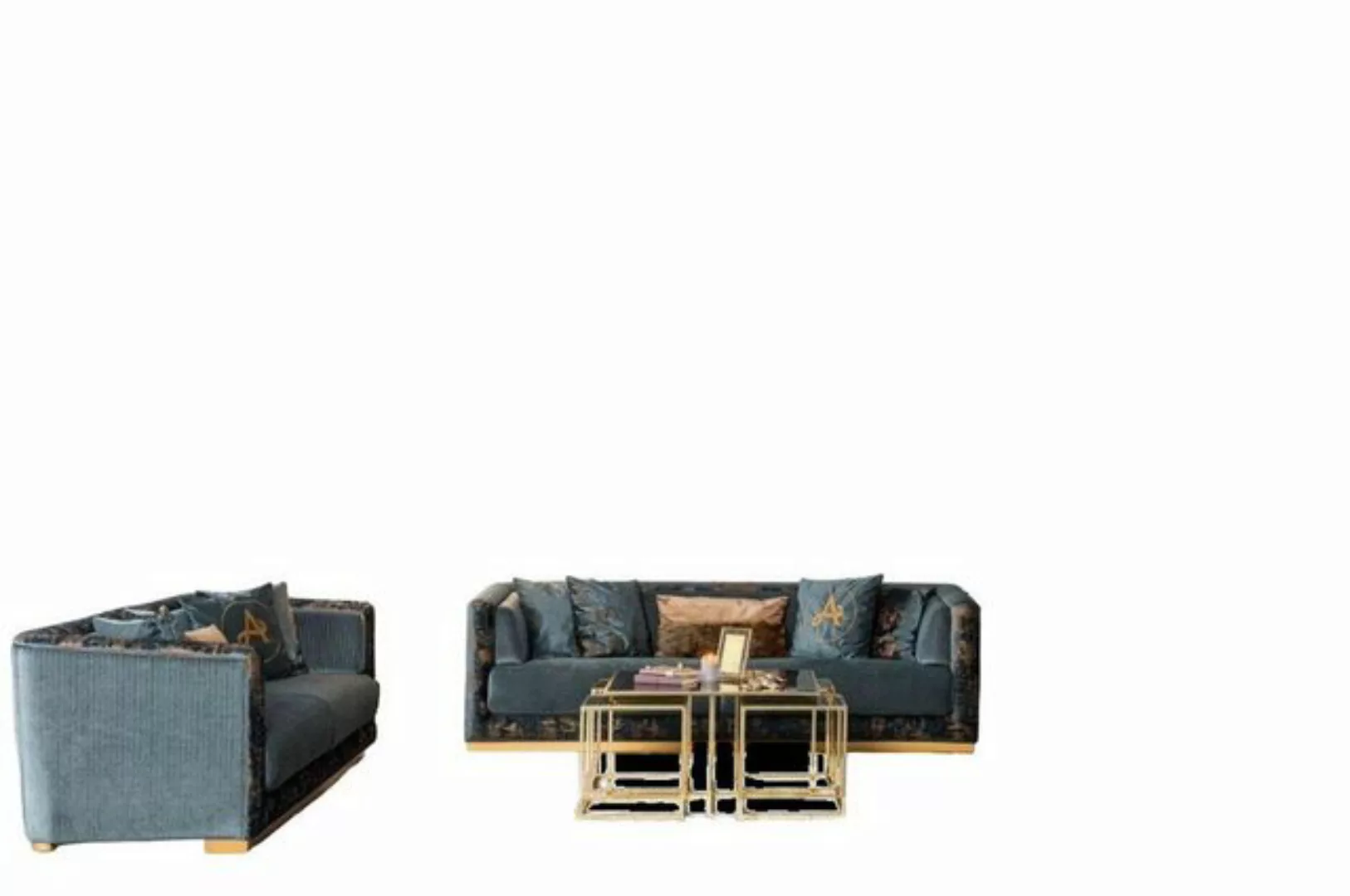 JVmoebel Sofa Luxus Wohnzimmer Möbel Sofagarnitur Set Couch Garnitur Textil günstig online kaufen