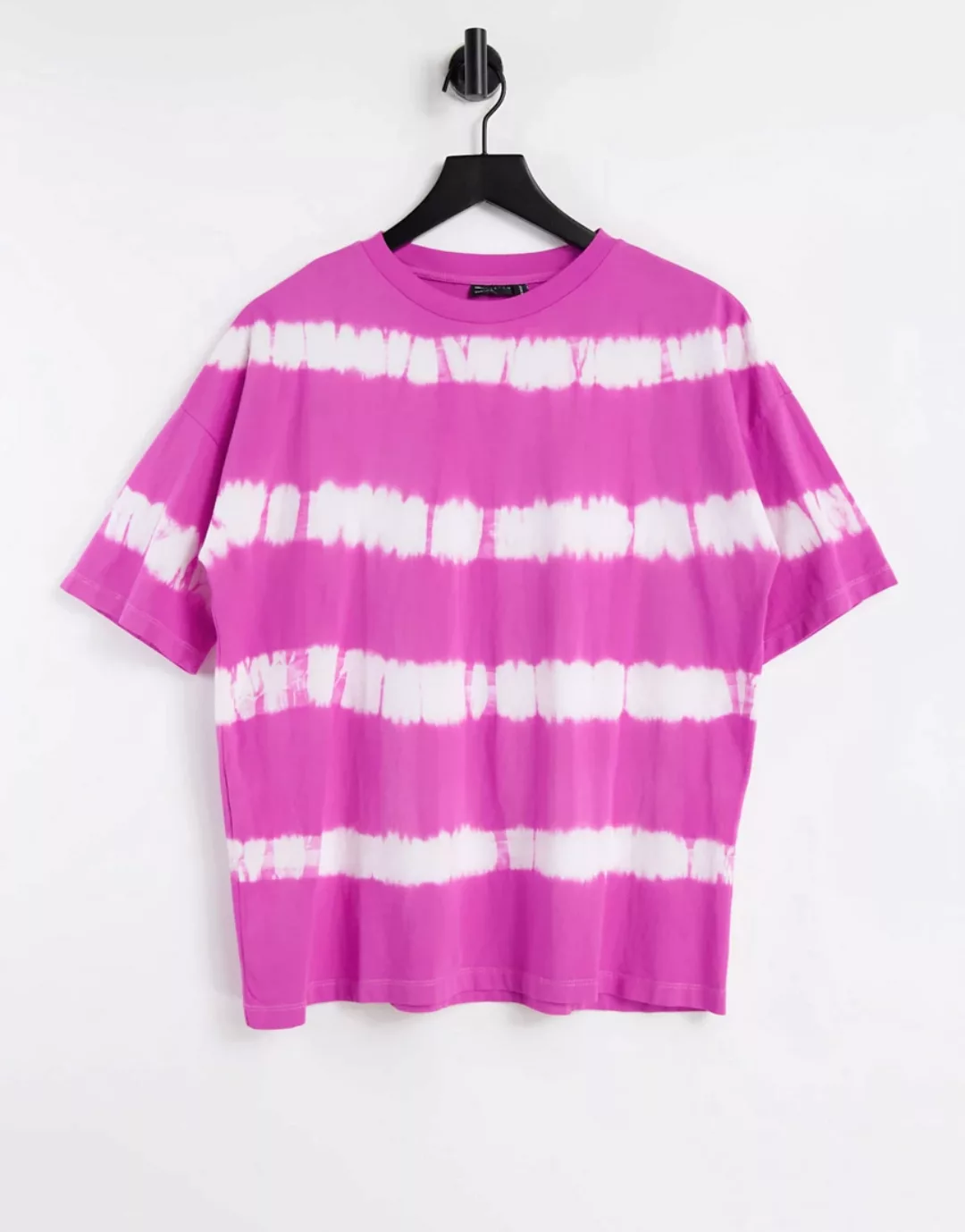 ASOS DESIGN – Oversize-T-Shirt in Rosa mit verblichenem Streifenmuster günstig online kaufen