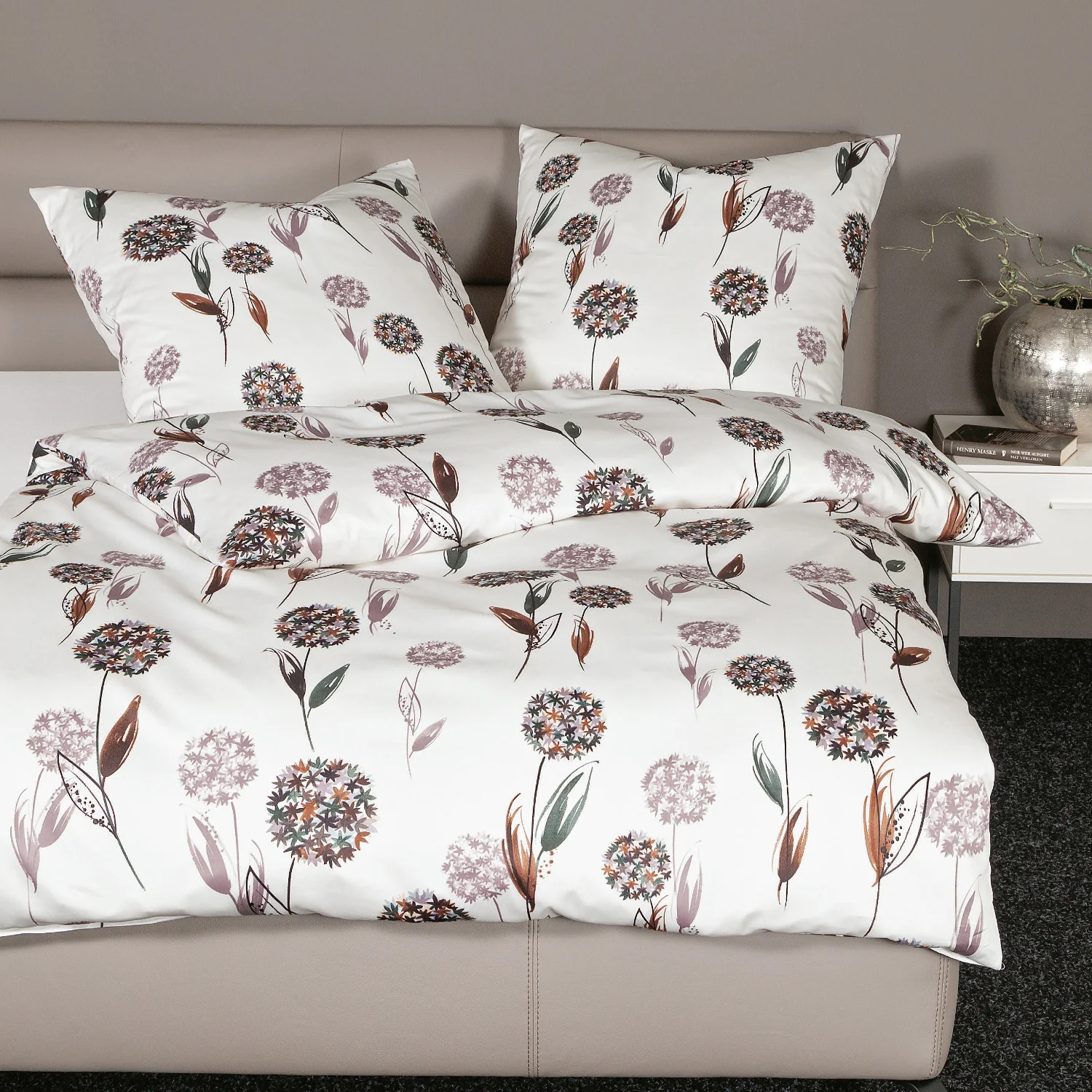 Janine Mako Satin Bettwäsche Palermo 31154-07 Pusteblume Mauve 135x200 günstig online kaufen