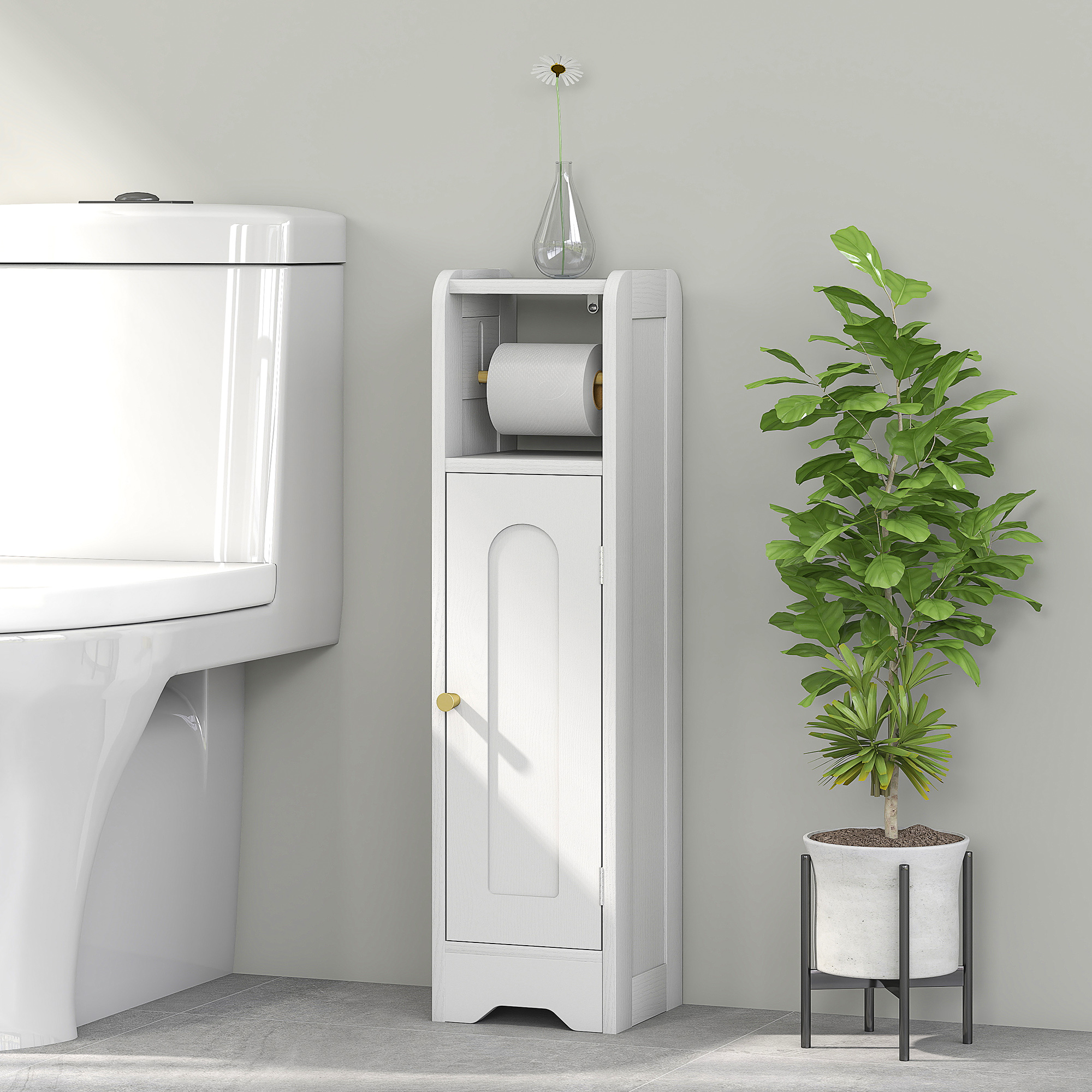 HOMCOM Schmaler Badezimmerschrank, WC-Toilettenaufbewahrung, Toilettenpapie günstig online kaufen