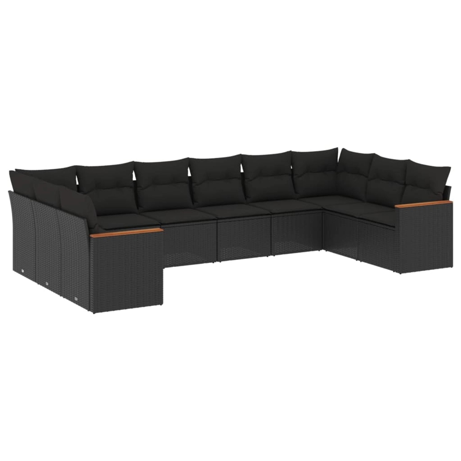 vidaXL 10-Tlg Garten-Sofagarnitur mit Kissen Schwarz Poly Rattan 3258723 günstig online kaufen