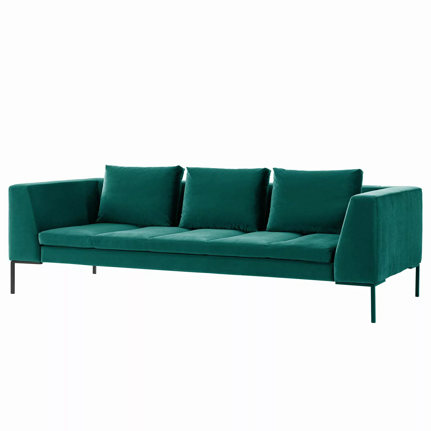 home24 Studio Copenhagen Sofa Madison 3-Sitzer Petrol Samt 238x82x105 cm günstig online kaufen