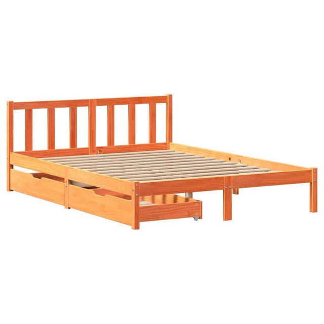 vidaXL Bett, Massivholzbett ohne Matratze Wachsbraun 160x200 Kiefernholz günstig online kaufen