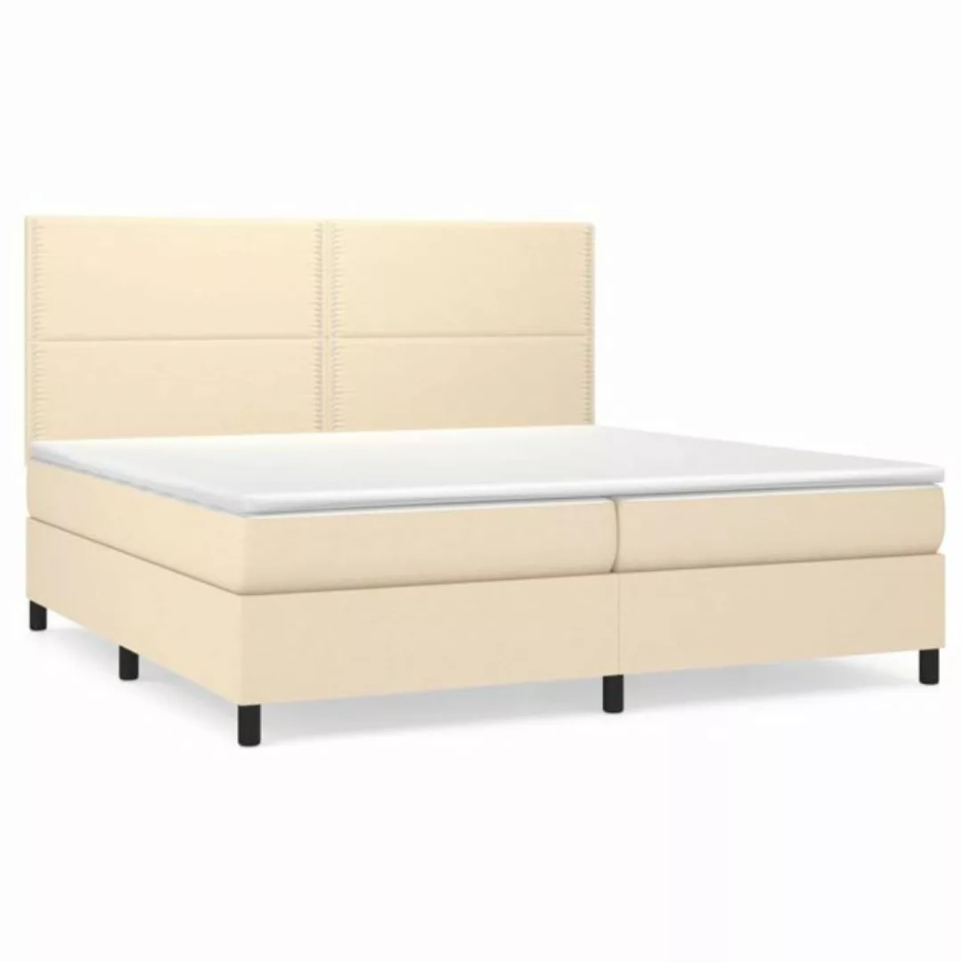 vidaXL Boxspringbett Boxspringbett mit Matratze Creme 200x200 cm Stoff Bett günstig online kaufen