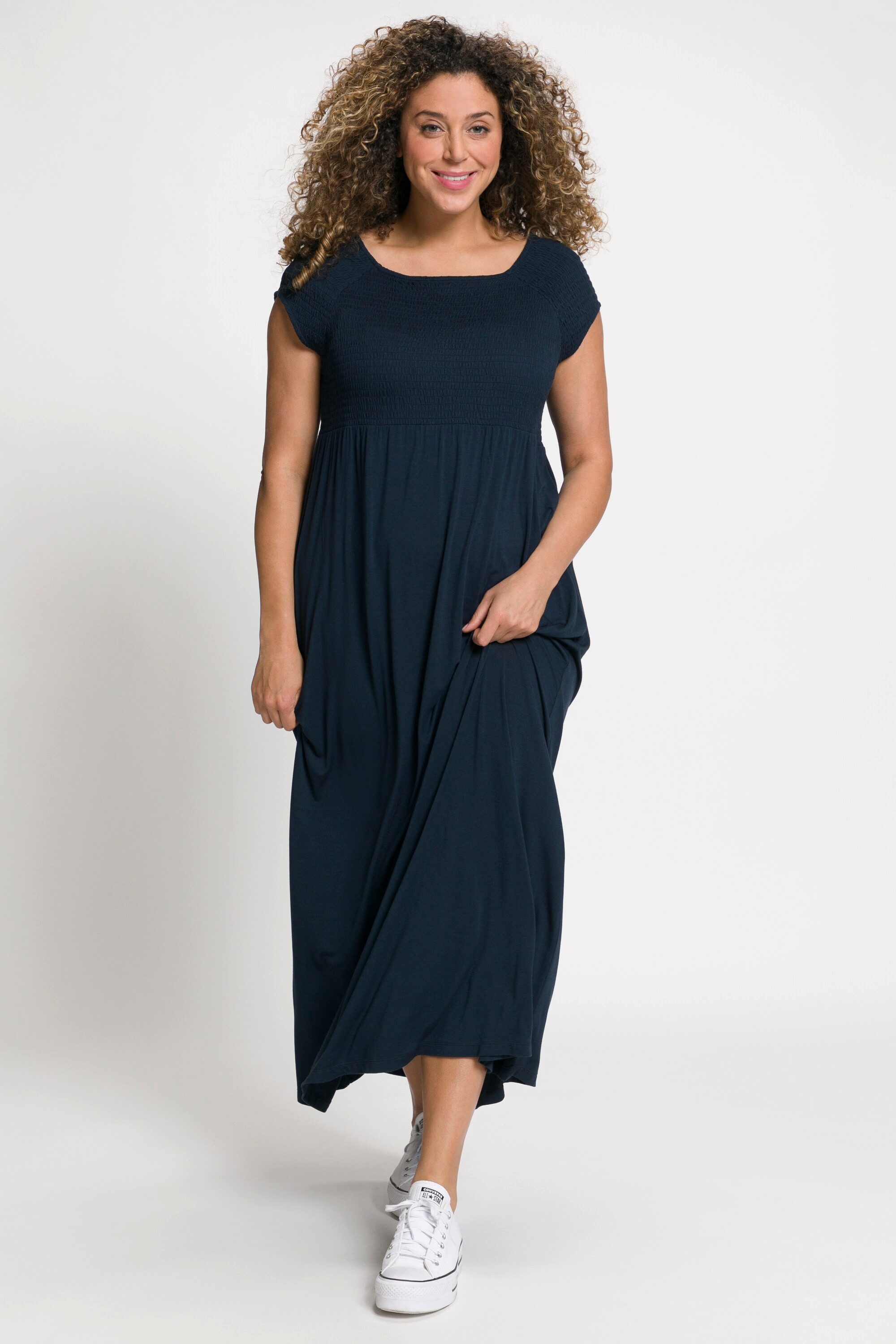 Ulla Popken Maxikleid Kleid A-Linie gesmokt günstig online kaufen