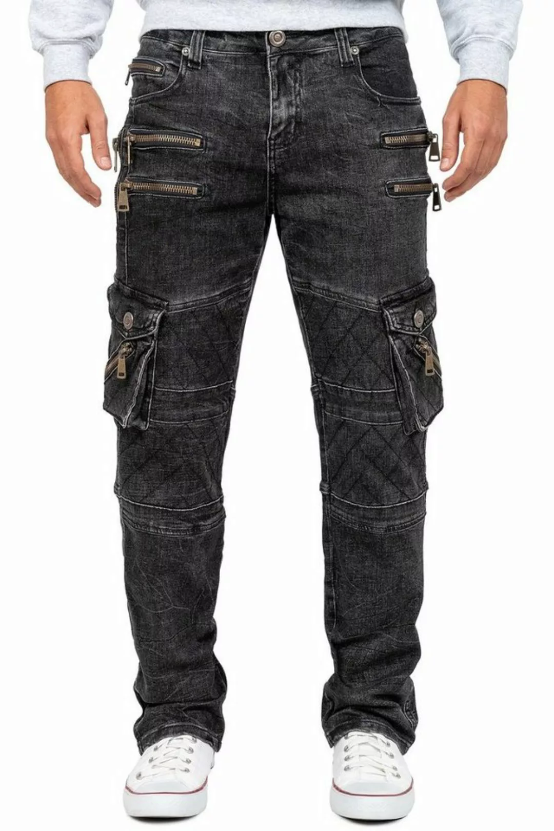 Kosmo Lupo 5-Pocket-Jeans Auffällige Herren Hose BA-KM060-1 Schwarz W32/L32 günstig online kaufen