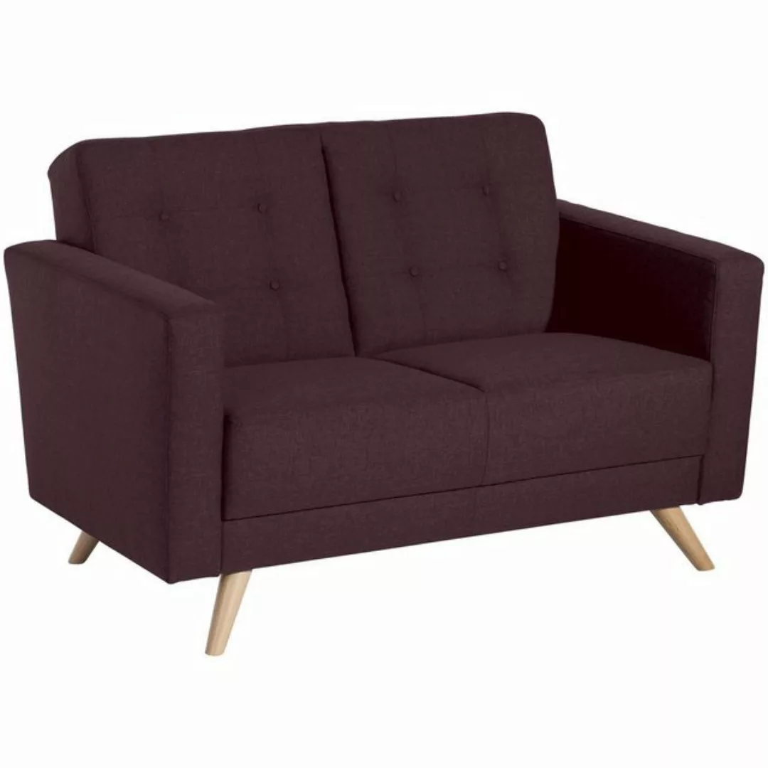 58 aufm Kessel Sofa 2-Sitzer Karisa Bezug Flachgewebe Buche natur / burgund günstig online kaufen