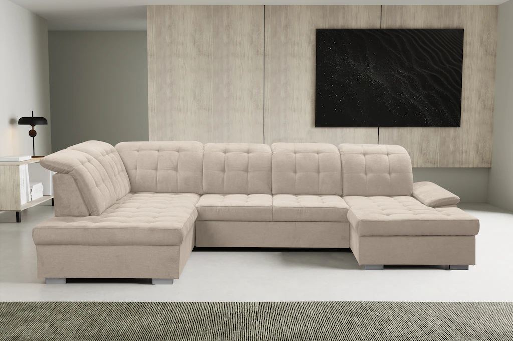 WERK2 Wohnlandschaft "Kordula-New Multifunktion Couch, Breite 332cm, U-Form günstig online kaufen