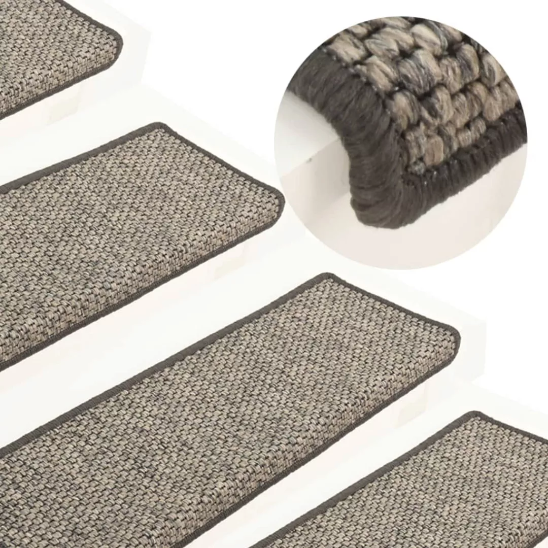 Treppenmatten Selbstklebend Sisal 15 Stk. 65x25 Cm Grau & Beige günstig online kaufen