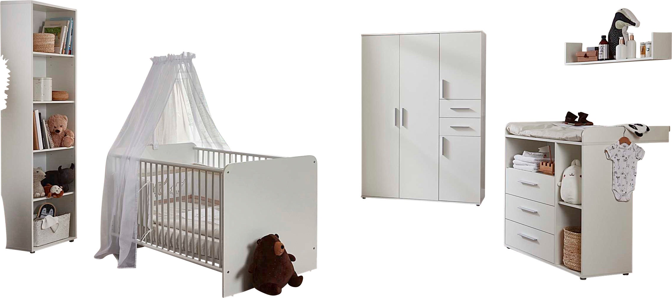 BMG Möbel Babyzimmer-Komplettset "Lea", (Set, 5 St., Bett, Wickelkommode, S günstig online kaufen