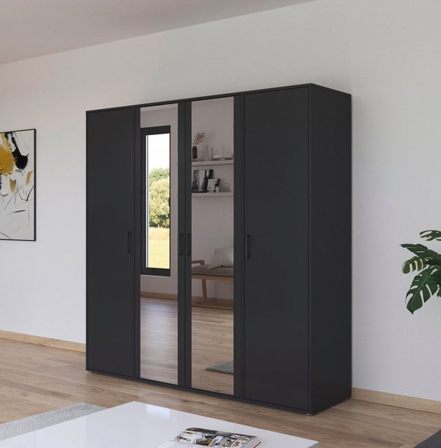 rauch Drehtürenschrank Voyager mit modernen Griffen in Graumetallic und Spi günstig online kaufen