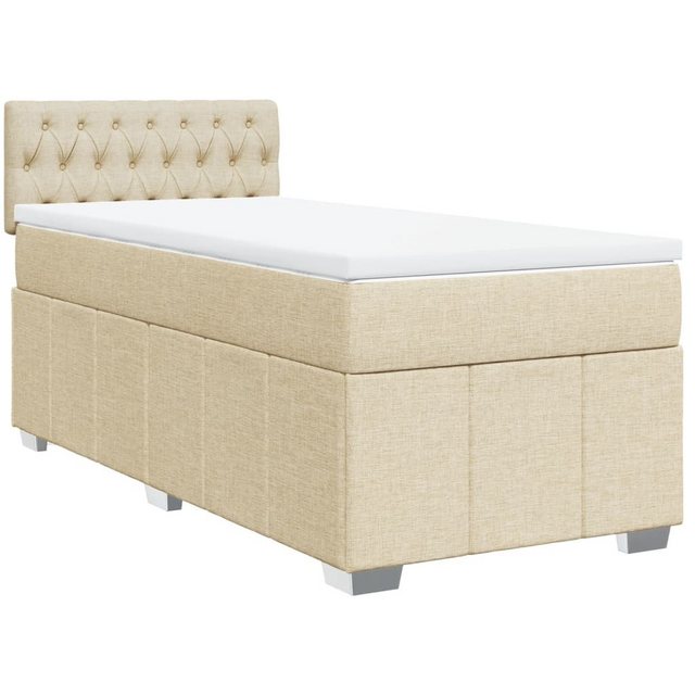 vidaXL Boxspringbett, Boxspringbett mit Matratze Creme 90x200 cm Stoff günstig online kaufen