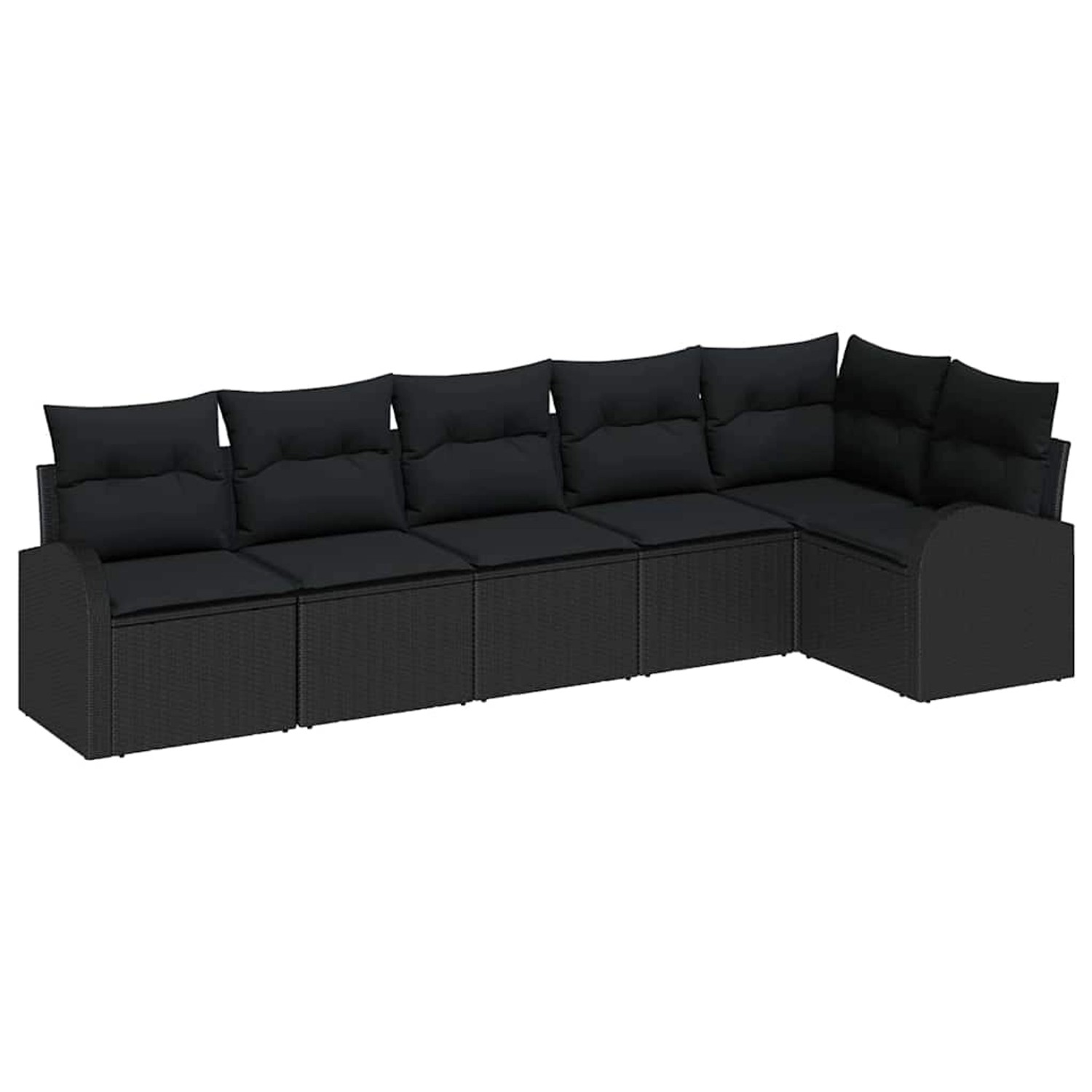 vidaXL Garten-Sofa-Set mit Kissen 6-Tlg Schwarz Poly Rattan 3354732 günstig online kaufen