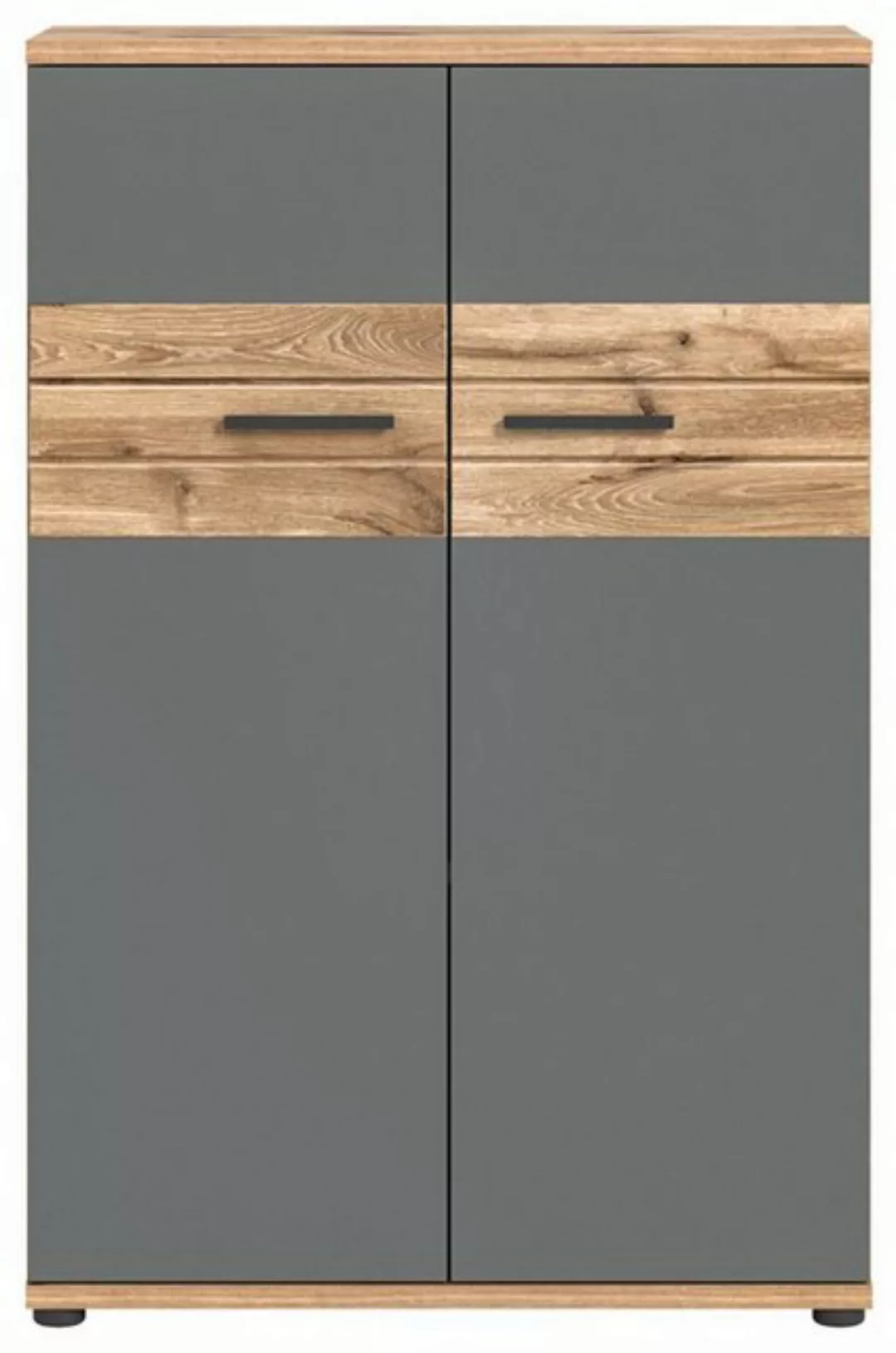 xonox.home Aktenschrank in Nox Oak / Basalt Grau - 80x122x37cm (BxHxT) günstig online kaufen