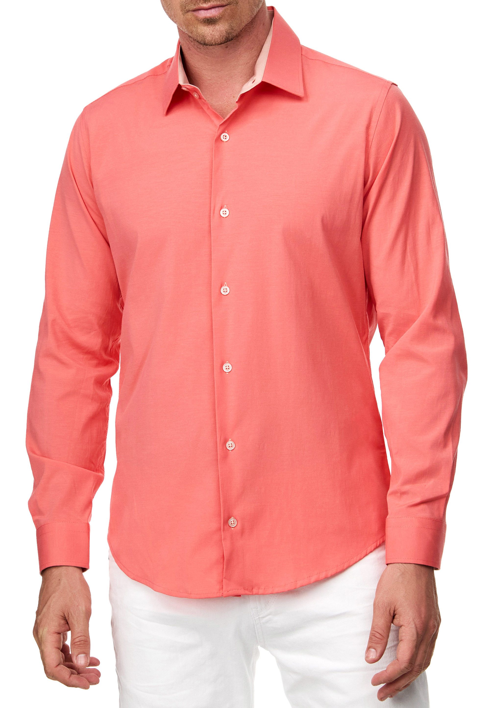 R-NEAL Businesshemd Pastellhemd Herren Slim Fit günstig online kaufen