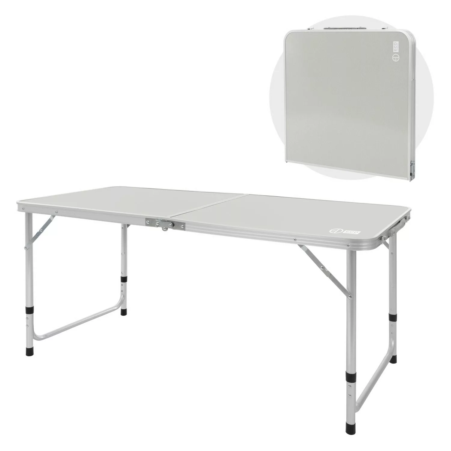 ECD Germany Alu Campingtisch Höhenverstellbar 120x60x54-70 cm Grau Klappbar günstig online kaufen