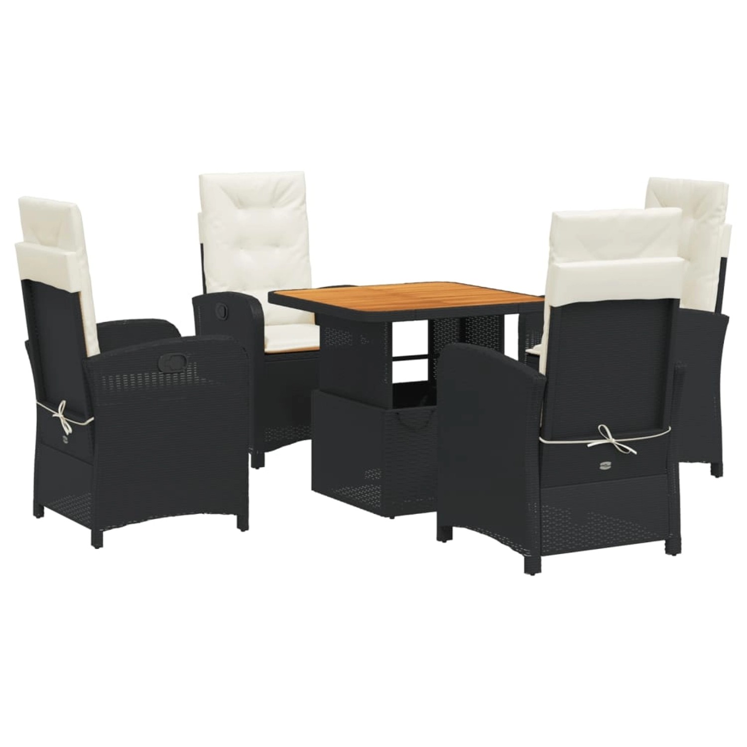 vidaXL 5-Tlg Garten-Essgruppe mit Kissen Schwarz Poly Rattan 3277314 günstig online kaufen