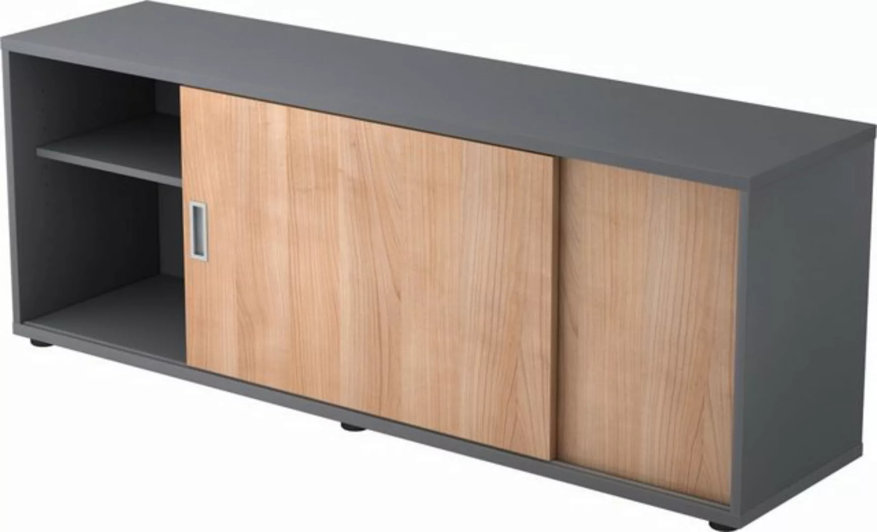 Aktenschrank Sideboard 1,5 OH BxTxH 160x40x59,6cm Graphit/Nussbaum günstig online kaufen