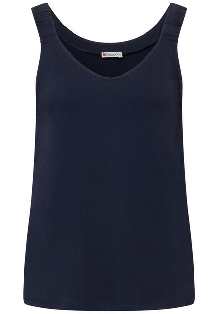 STREET ONE Trägertop Street One Top mit V-Neck in Deep Blue (1-tlg) Raffung günstig online kaufen