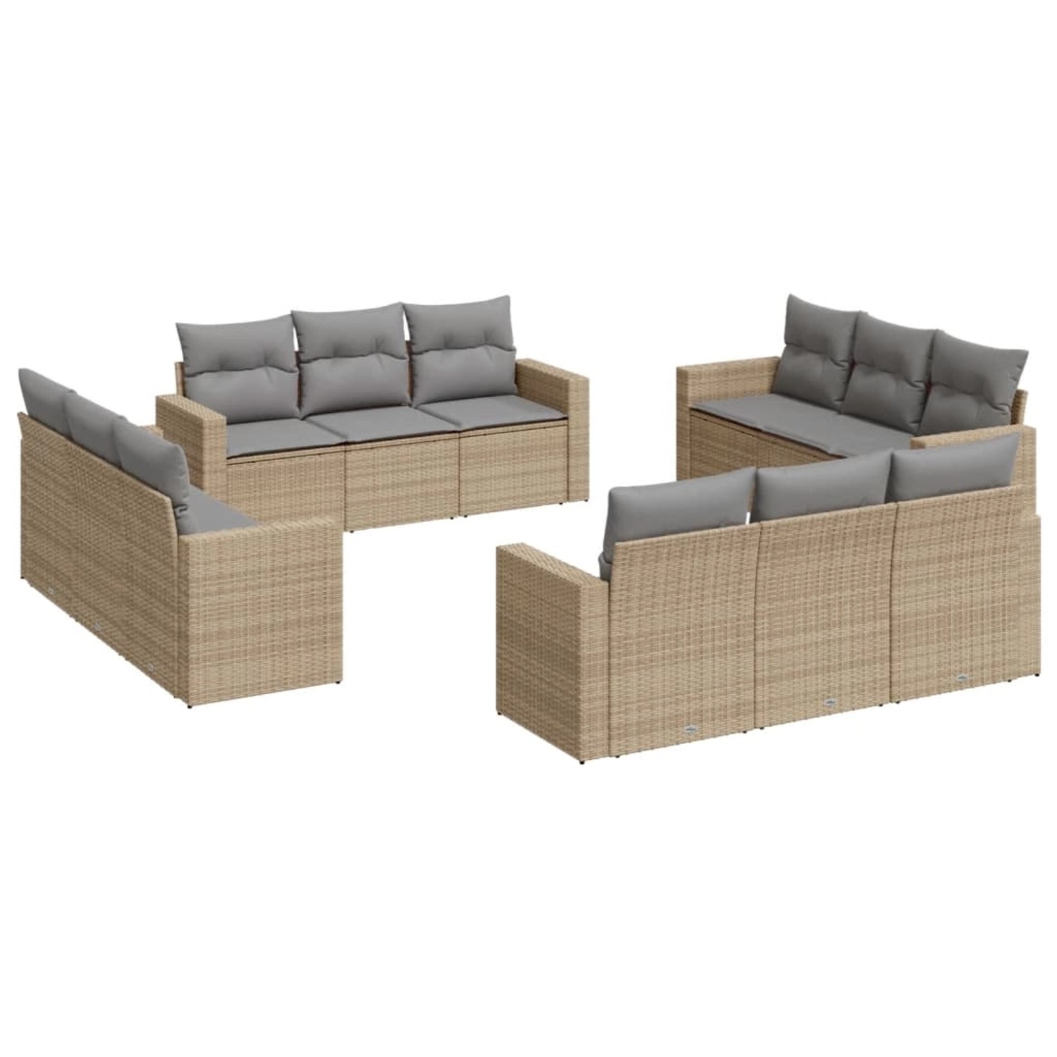 vidaXL 12-tlg Garten-Sofagarnitur mit Kissen Beige Poly Rattan Modell 40 günstig online kaufen