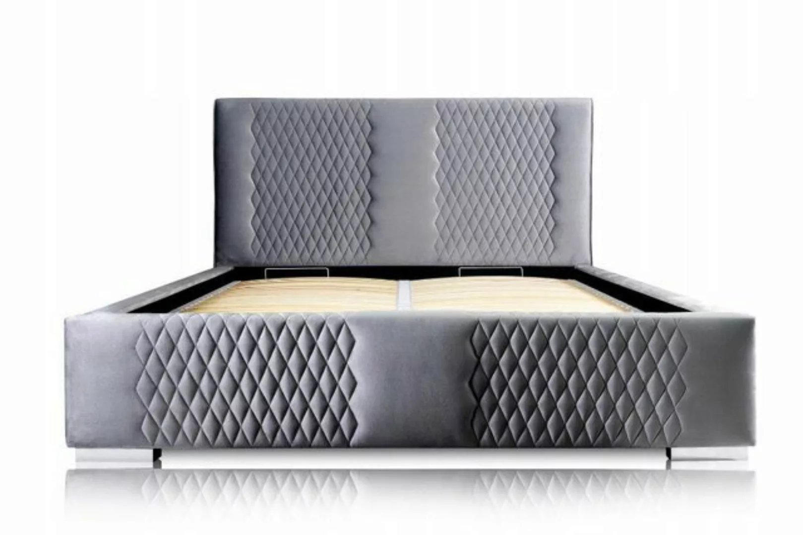 JVmoebel Bettgestell, Modern Bett Grau Doppelbett Elegantes Bett Polster St günstig online kaufen