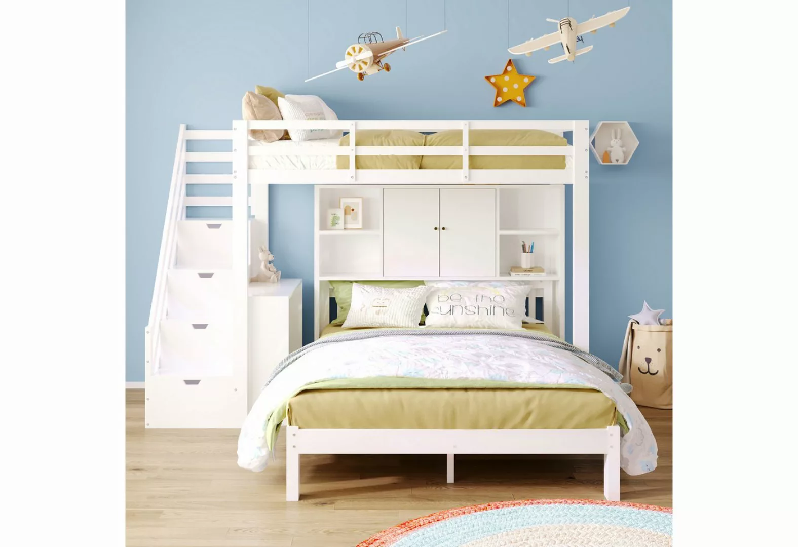 Blusmart Etagenbett Multifunktionales Kinder-Etagenbett (90*200cm+140*200cm günstig online kaufen