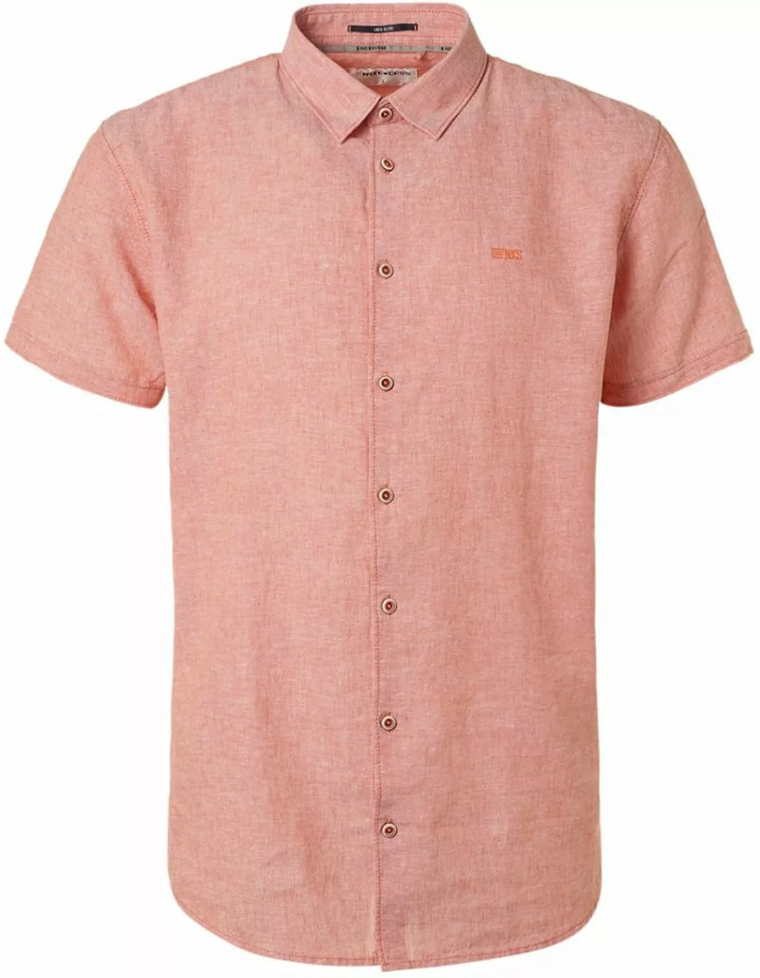 No Excess Short Sleeve Hemd Leinen Lachsrosa - Größe L günstig online kaufen