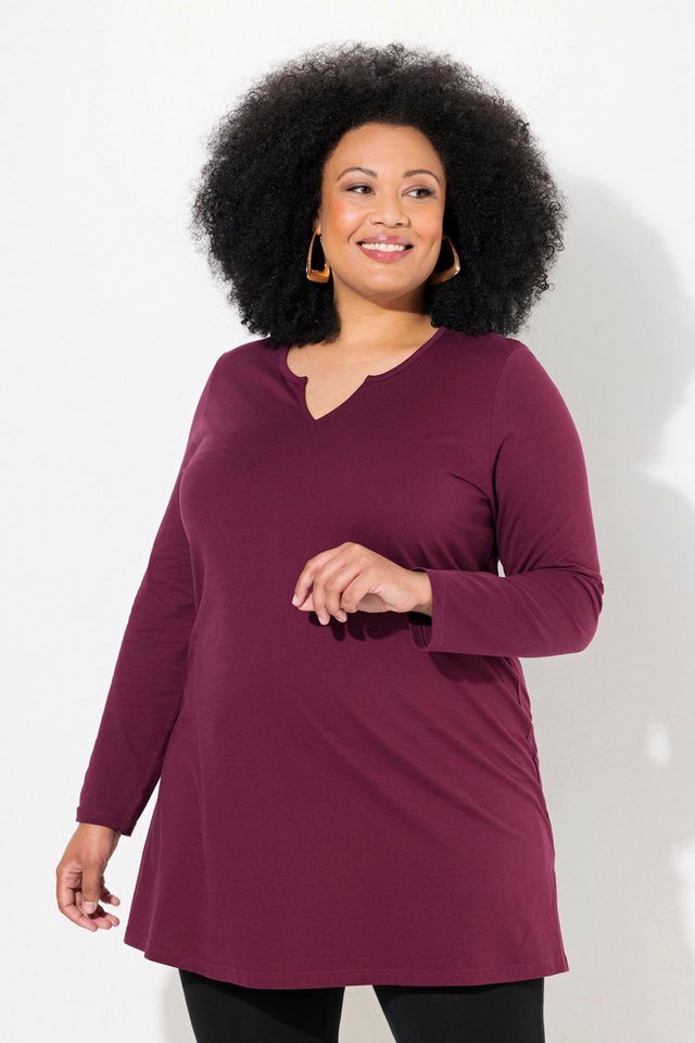 Ulla Popken Longshirt Longshirt A-Linie Tunika-Ausschnitt Langarm günstig online kaufen