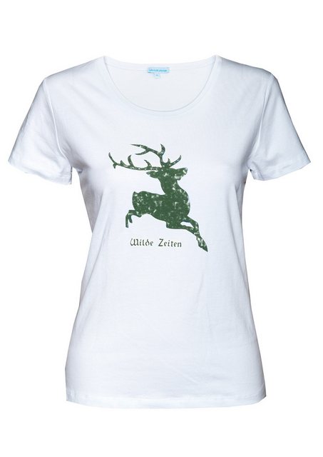 Louis & Louisa Print-Shirt Louis und Louisa Damen Shirt "Wilde Zeiten" weiß günstig online kaufen