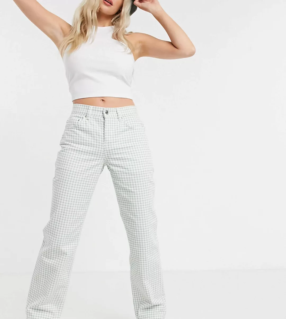 ASOS DESIGN Petite – Gerade geschnittene Jeans im Stil der 90er mit mittelh günstig online kaufen