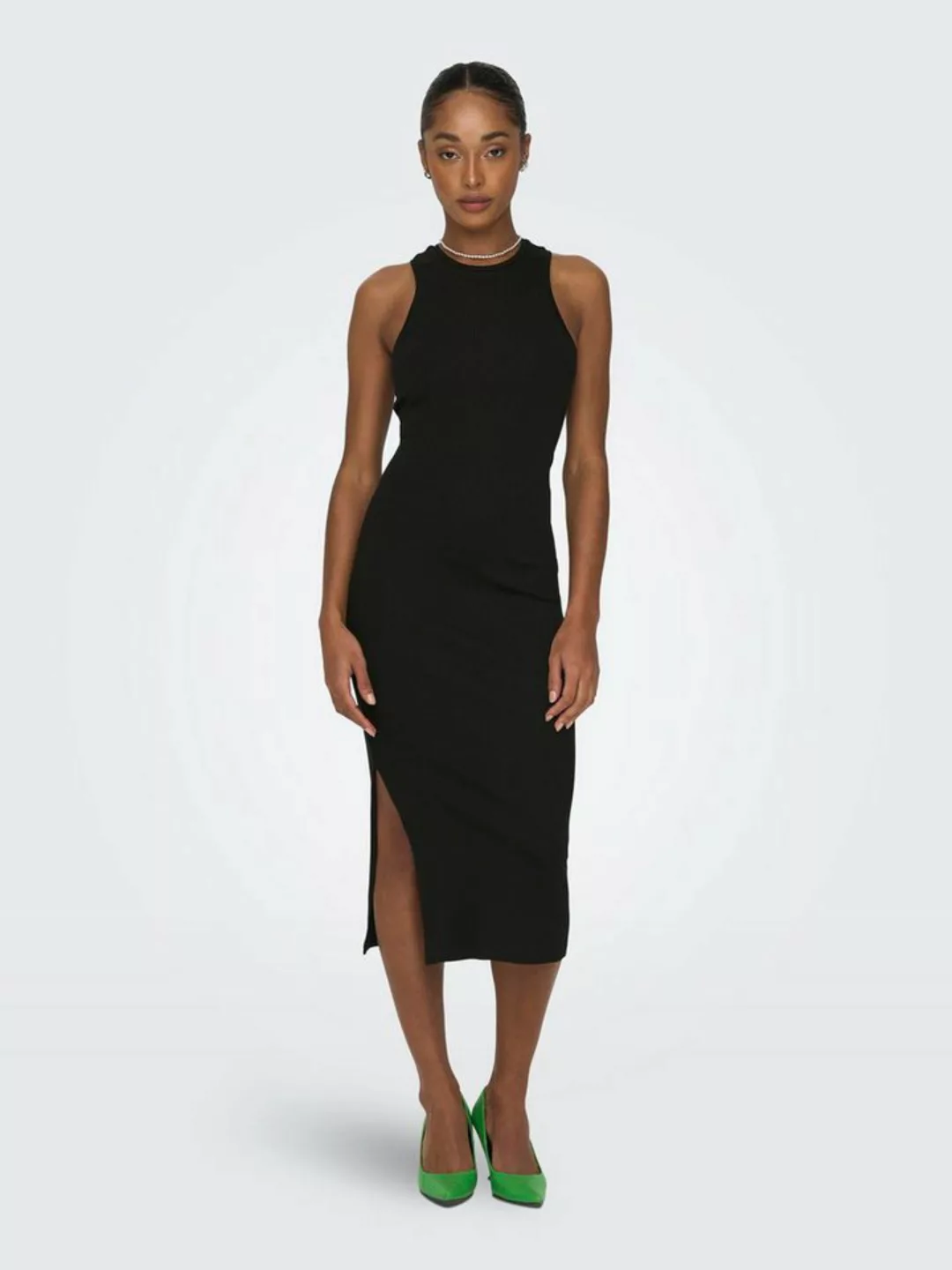 ONLY Shirtkleid Figurbetontes Bodycon-Kleid Geripptes Midi Dress Ärmellos ( günstig online kaufen