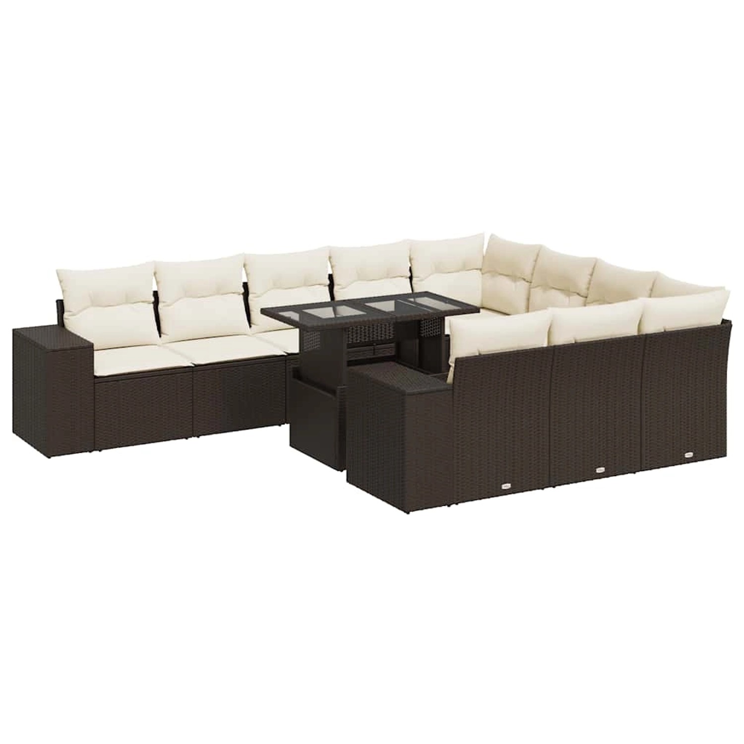 vidaXL 11-Tlg Garten-Sofagarnitur mit Kissen Braun Poly Rattan 3326874 günstig online kaufen