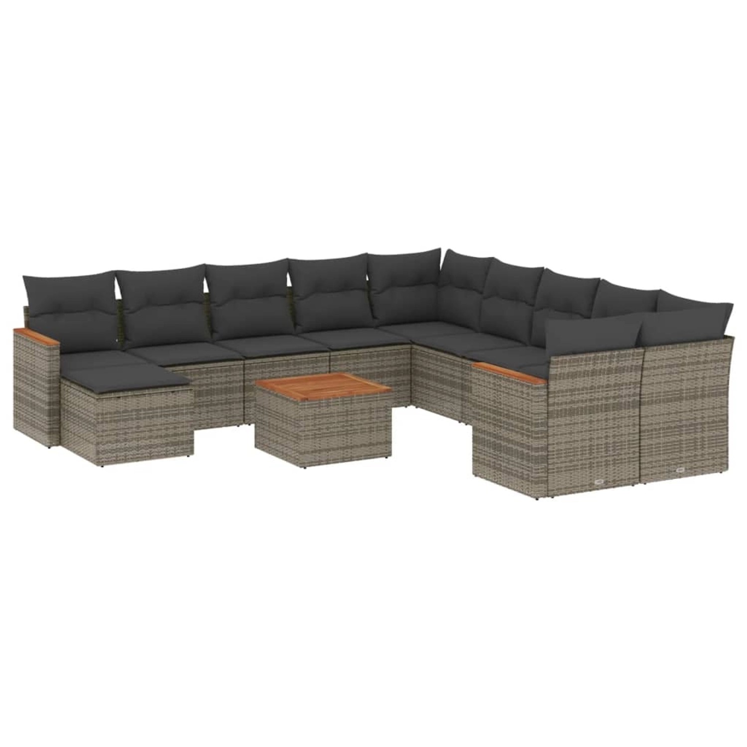vidaXL 12-Tlg Garten-Sofagarnitur mit Kissen Grau Poly Rattan 3226578 günstig online kaufen