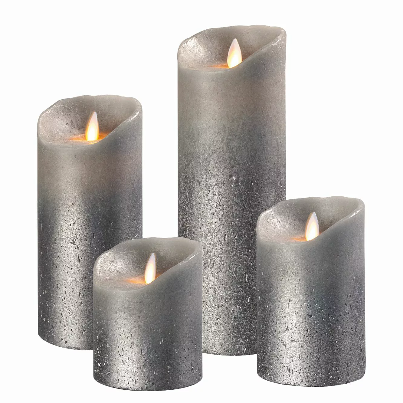 home24 Sompex LED-Kerze Flame IV Echtwachs Grau-Metallic Ø 8 cm günstig online kaufen