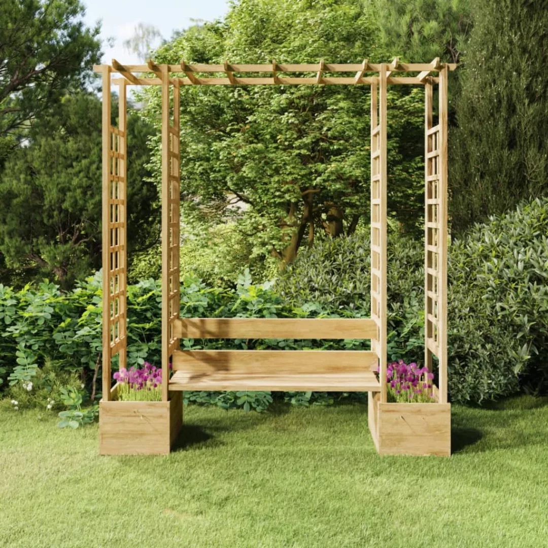 Vidaxl Garten-pergola Mit Bank Pflanzkübeln Kiefernholz Imprägniert günstig online kaufen