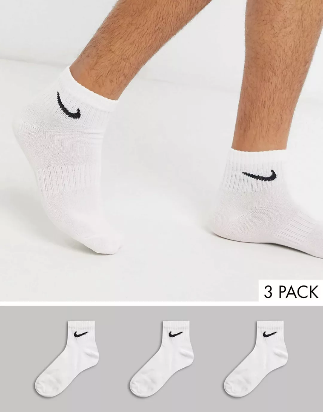 Nike – Training – Söckchen im 3er-Pack in Weiß günstig online kaufen