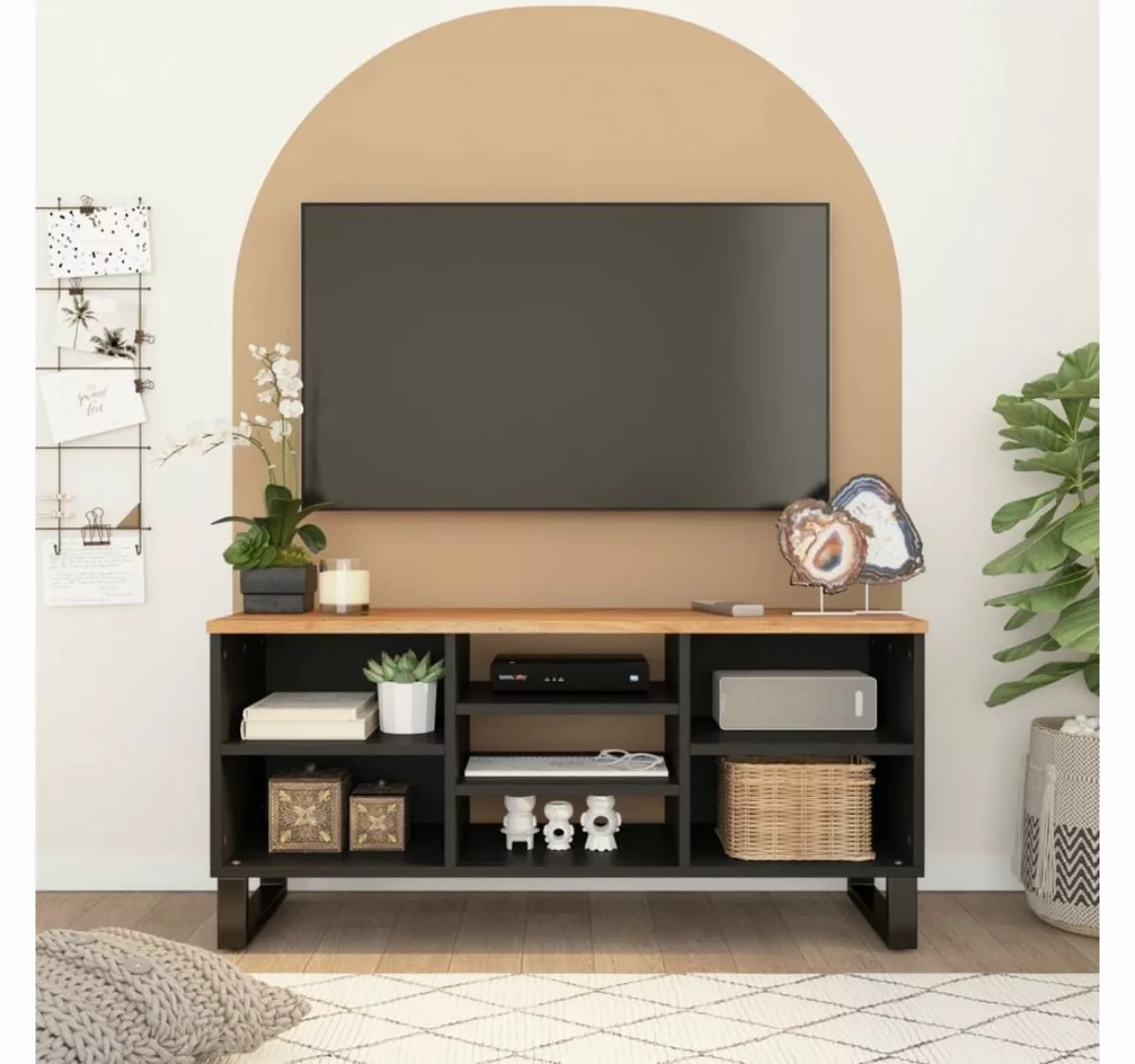 furnicato TV-Schrank 100x33x46 cm Massivholz Akazie & Holzwerkstoff günstig online kaufen