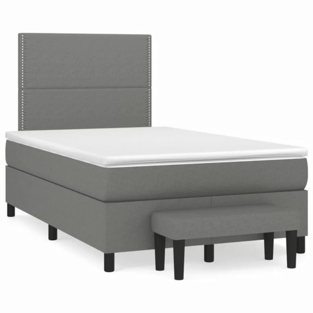 furnicato Bett Boxspringbett mit Matratze Dunkelgrau 120x200 cm Stoff (1-tl günstig online kaufen