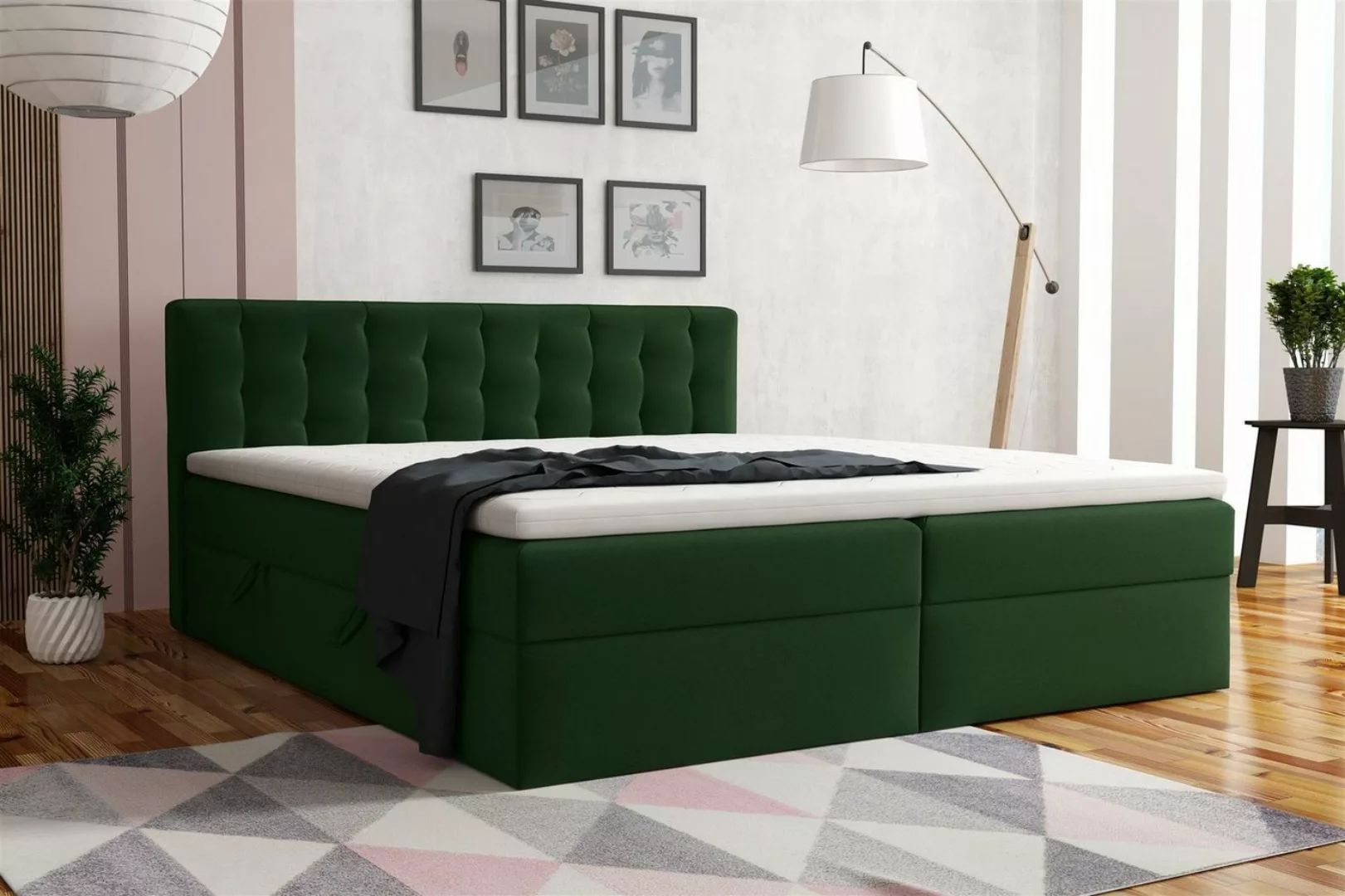 Fun Möbel Boxspringbett Schlafzimmerbett DIAGO in Stoff (inkl. Topper und B günstig online kaufen