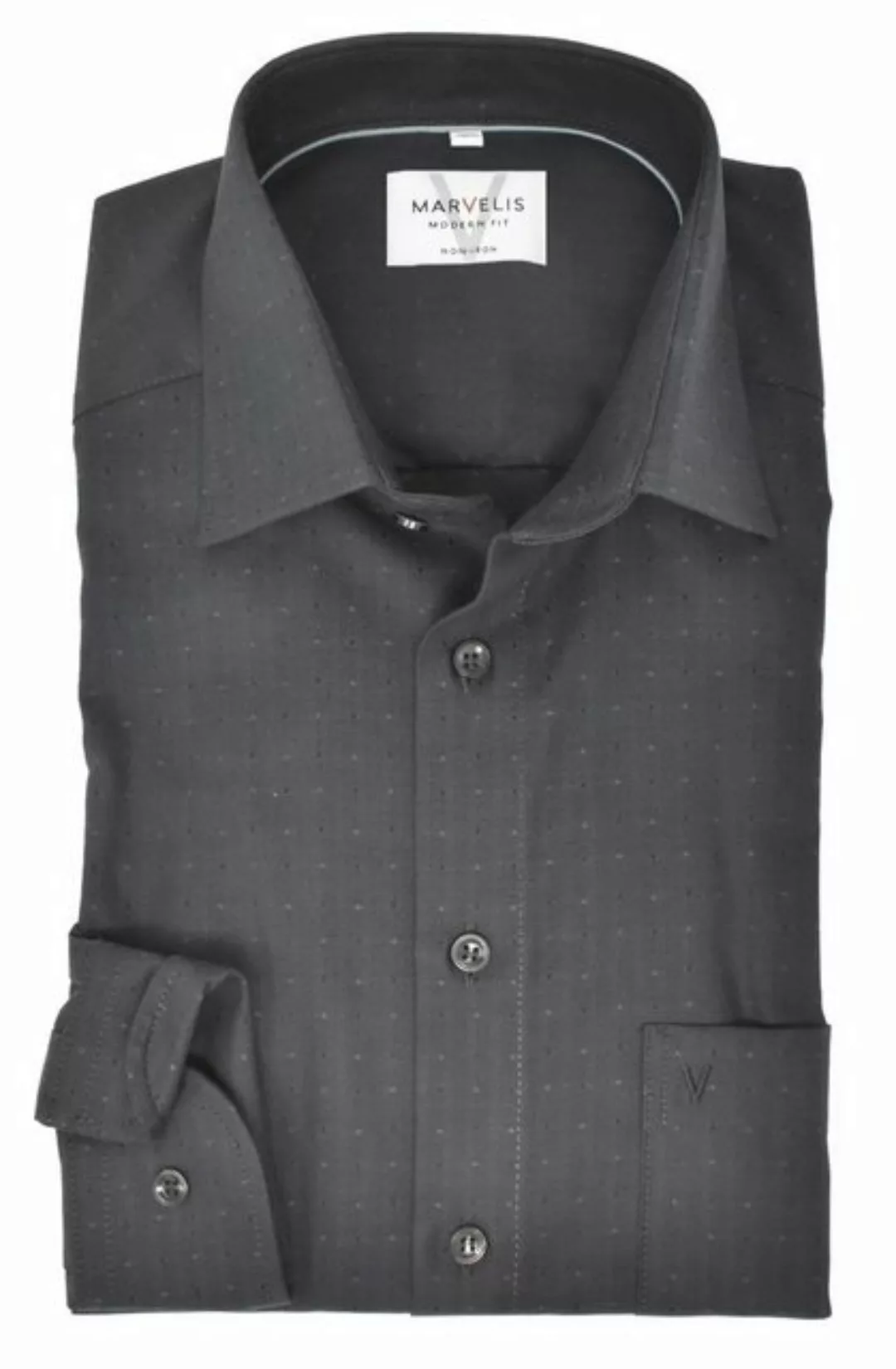 MARVELIS Businesshemd Businesshemd - Modern Fit - Langarm - Einfarbig - Ant günstig online kaufen