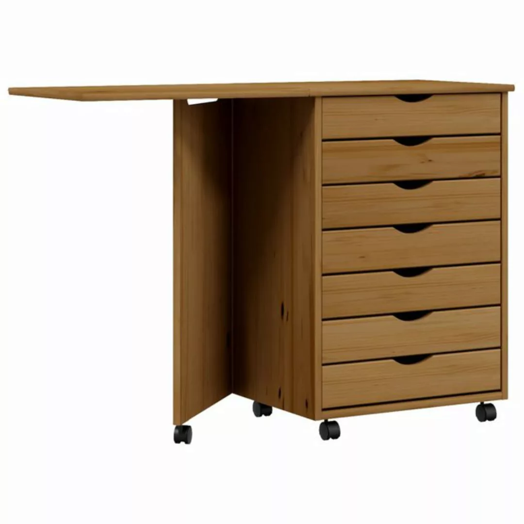 vidaXL Aktenschrank Rollschrank mit Schreibtisch MOSS Honigbraun Massivholz günstig online kaufen