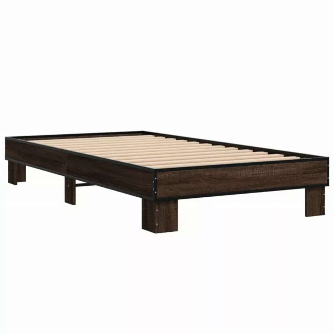 vidaXL Bett Bettgestell Braun Eichen-Optik 75x190 cm Holzwerkstoff Metall günstig online kaufen