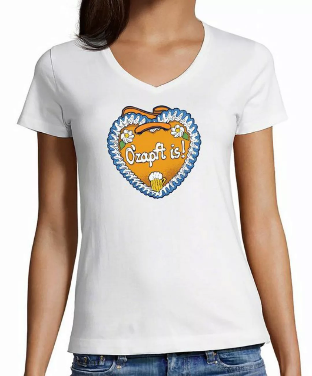MyDesign24 T-Shirt Damen Oktoberfest T-Shirt - Lebkuchen Herz mit O´Zapft i günstig online kaufen
