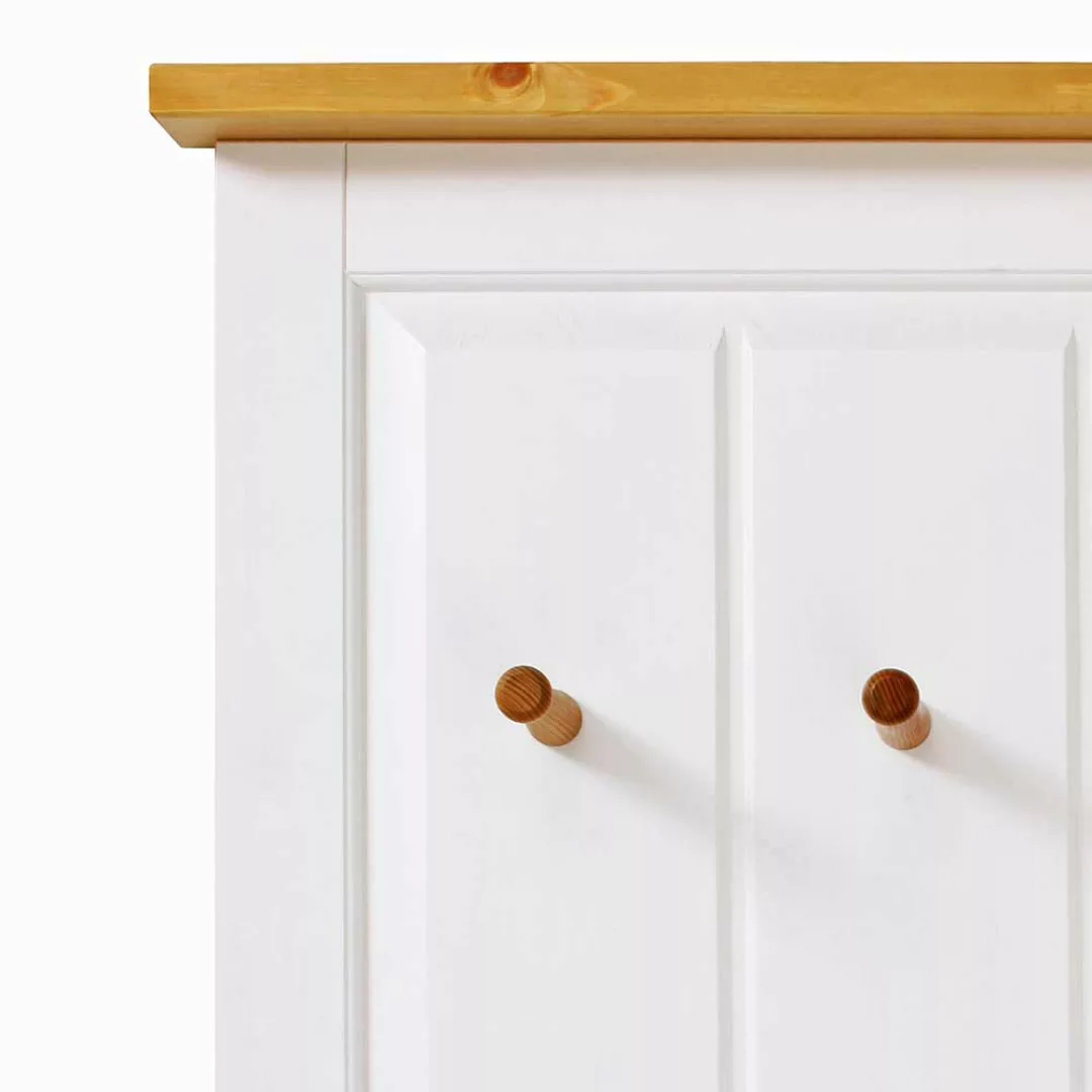 Landhaus Hängegarderobe in Weiß und Kiefer Honigfarben 80 cm breit günstig online kaufen