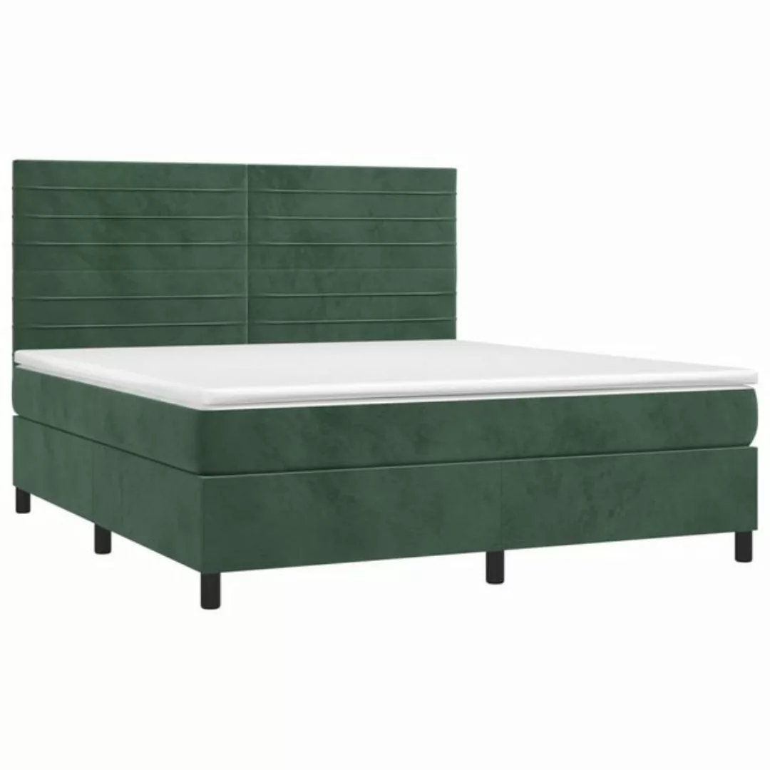 vidaXL Bett Boxspringbett mit Matratze Dunkelgrün 160x200 cm Samt günstig online kaufen