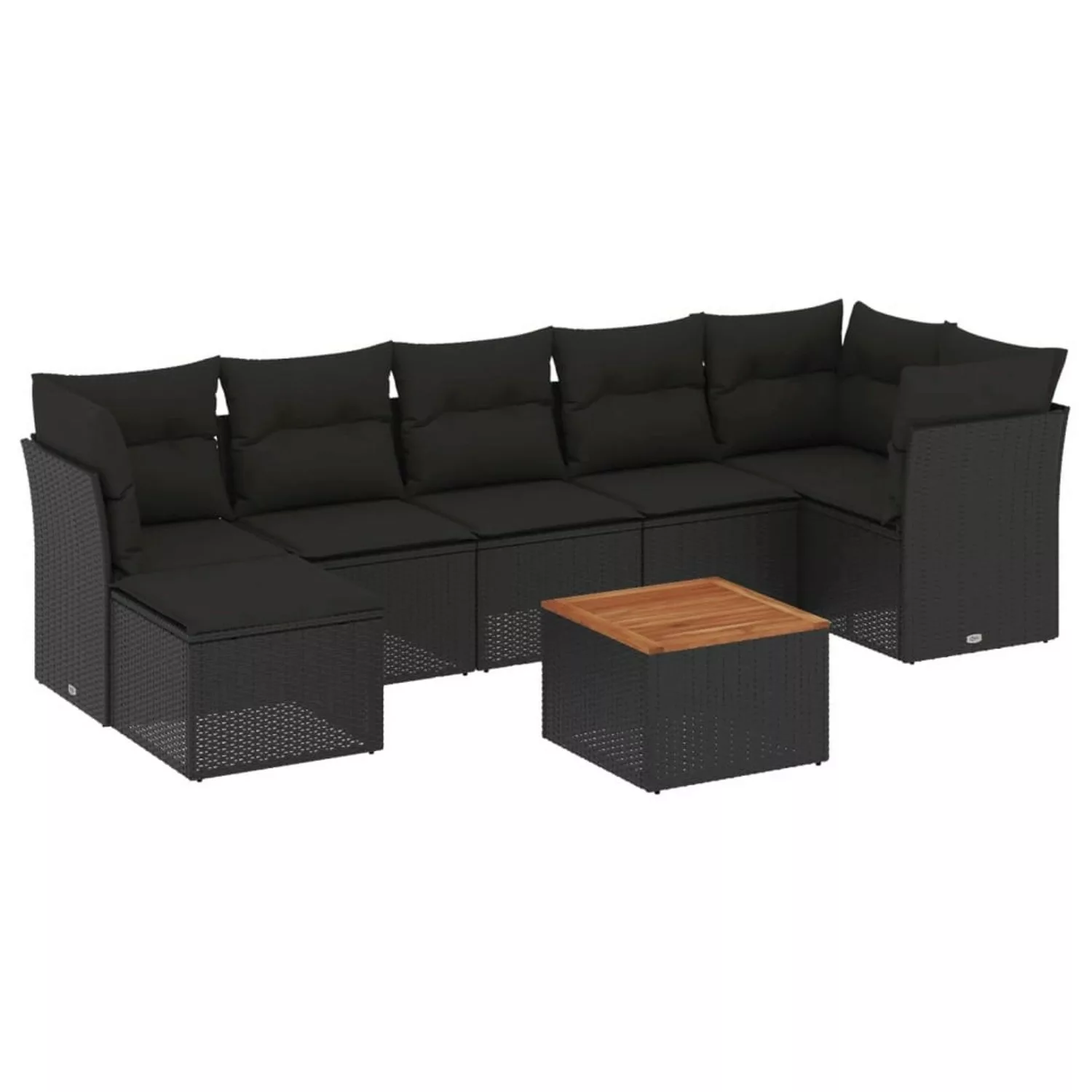 vidaXL 8-tlg Garten-Sofagarnitur mit Kissen Schwarz Poly Rattan Modell 154 günstig online kaufen