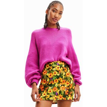 Desigual Strickpullover Rosa Damenpullover mit hohem Kragen und Kontrastdet günstig online kaufen