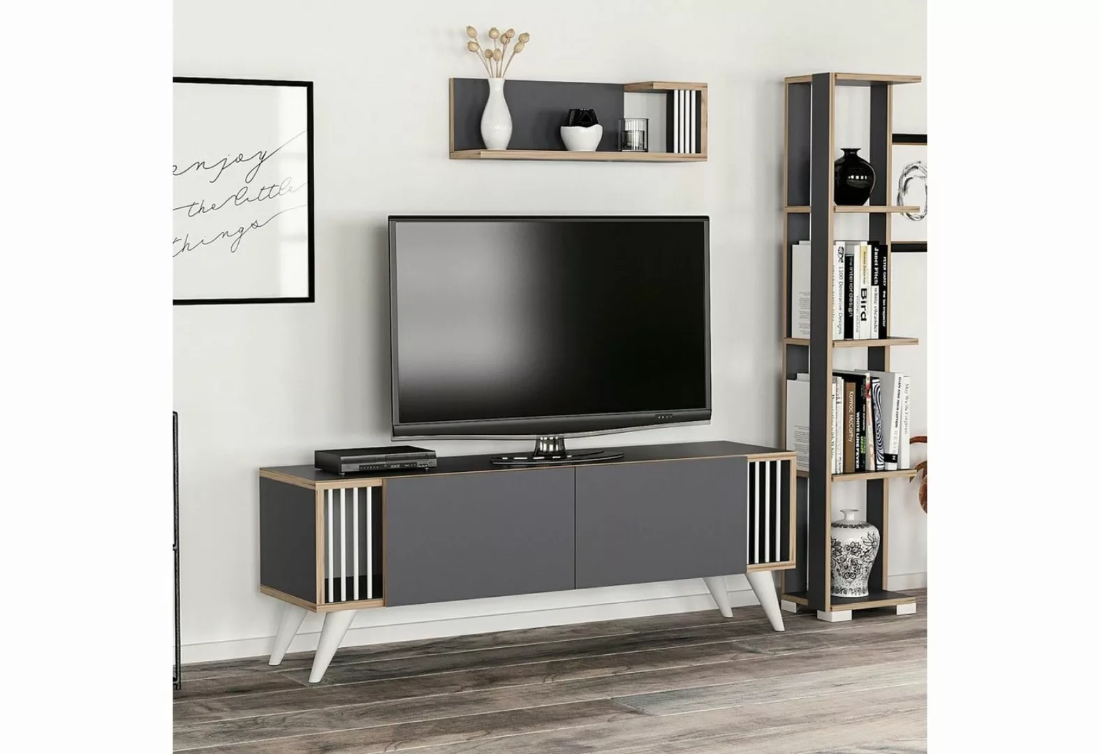 en.casa TV-Schrank »Albertslund« TV Board 42x120x31cm 2 Schranktüren Anthra günstig online kaufen