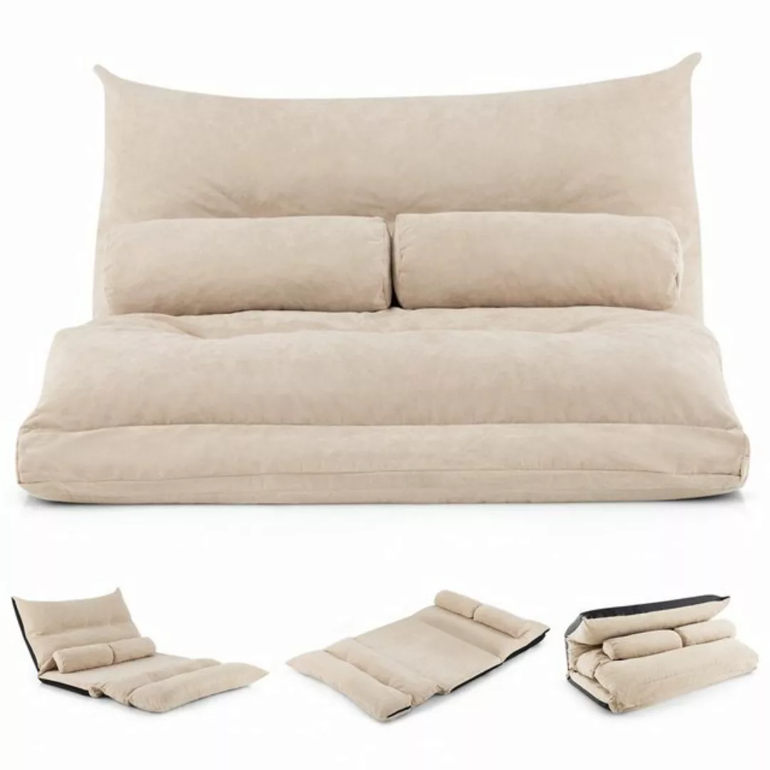 COSTWAY Sofa Bodensofa, verstellbare Rückenlehne, 3in1 Schlafsofa mit Kisse günstig online kaufen