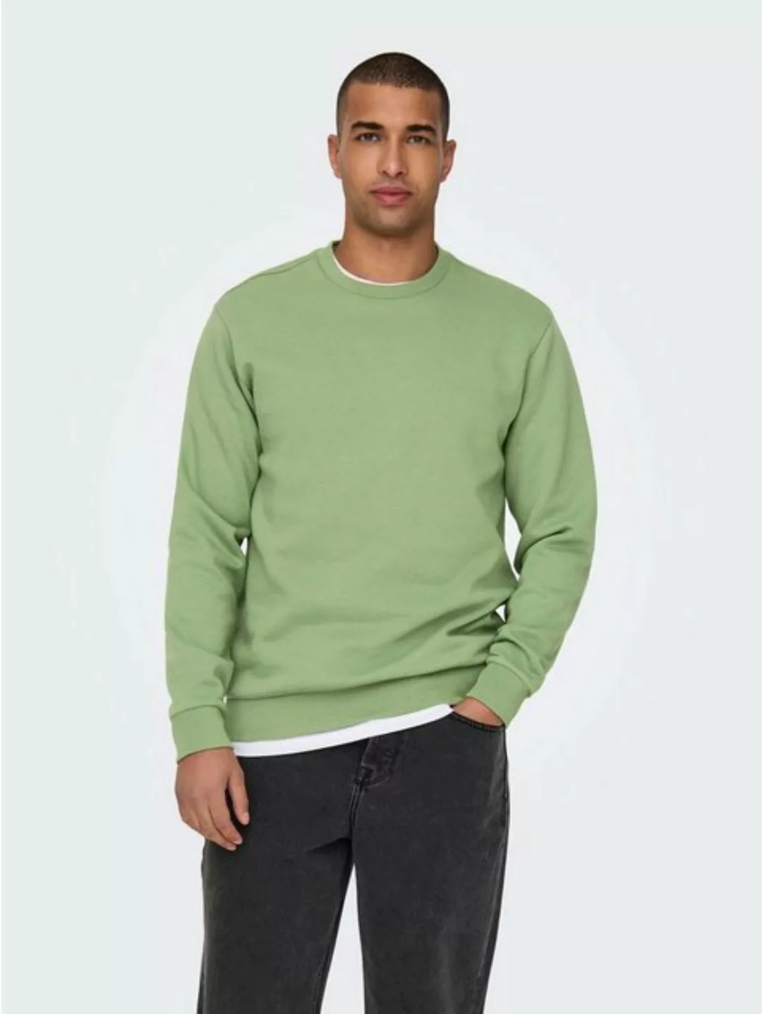 ONLY & SONS Sweatshirt Basic Sweatshirt Langarm Pullover ohne Kapuze ONSCER günstig online kaufen